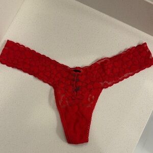 Victoria’s Secret Red “The Lacie” Hearts Lace Thong